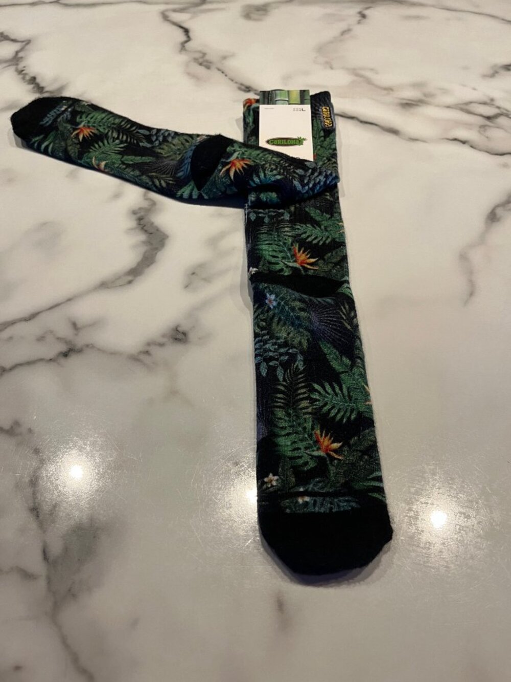 NWT Cariloha Bamboo Printed Crew Socks Tropical Foliage - Size L - Picture 4 of 6